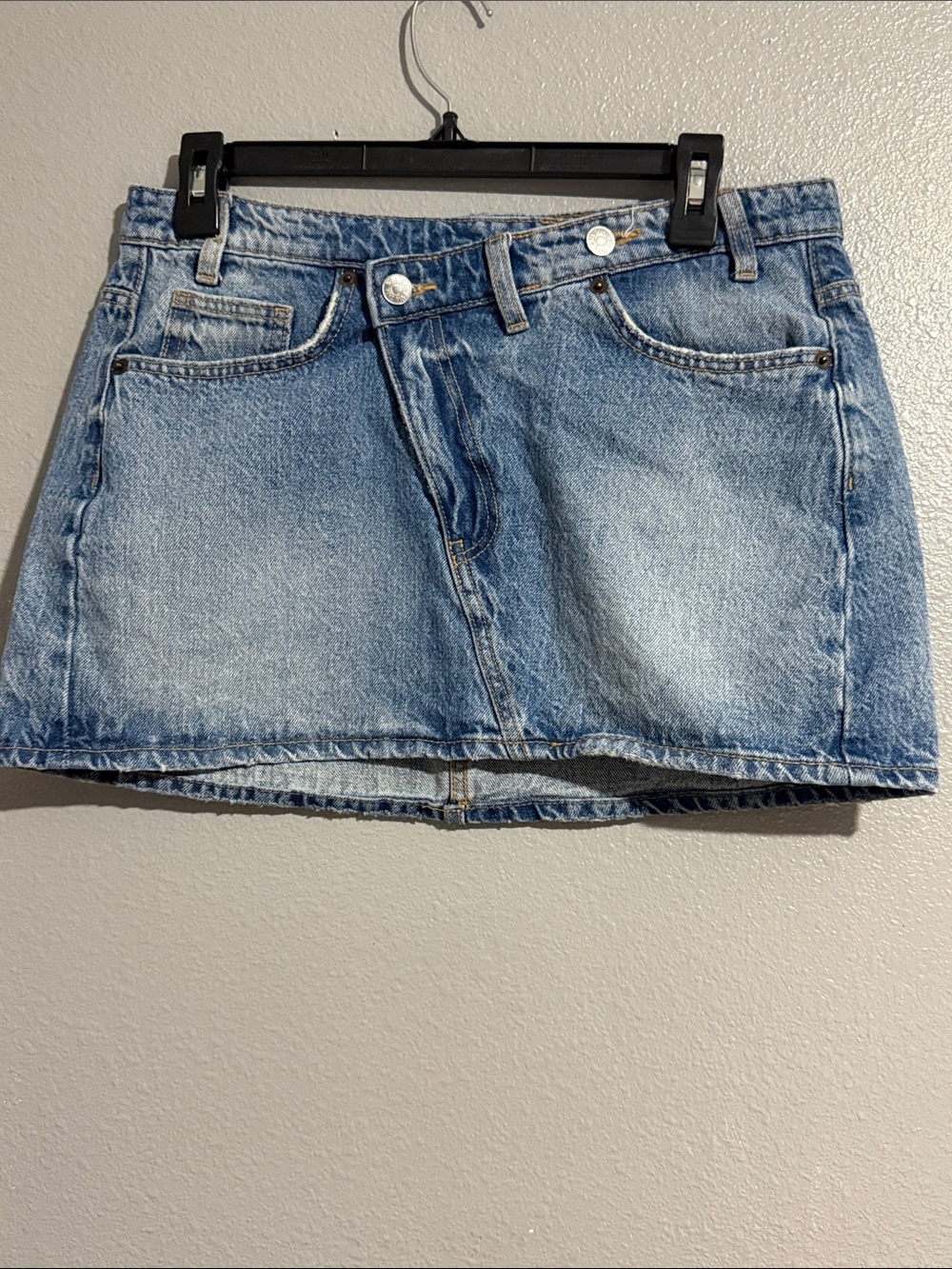 Zara Light Blue Washed Denim Mini Skirt